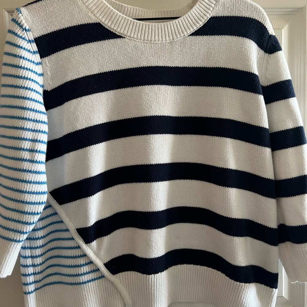 Tribal Navy and White Striped Sweater